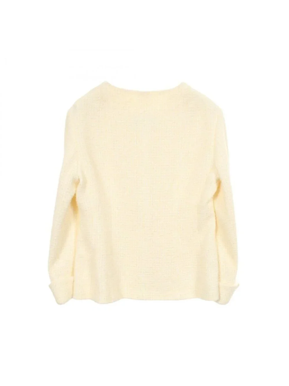 Chanel Collarless Jacket CC Logo Bijou Button Tweed